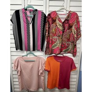 SHEIN Striped Paisley Swiss Dot Colorful Tops Women's Size Medium Bundle Of 4